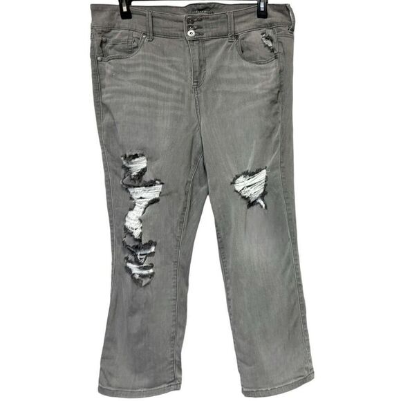 Torrid Gray Super Soft Distressed Crop Jegging Jean Size 18 - Picture 6 of 12